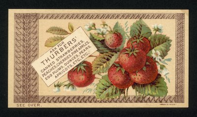 Advertentie voor Thurbers ingeblikt fruit door American School