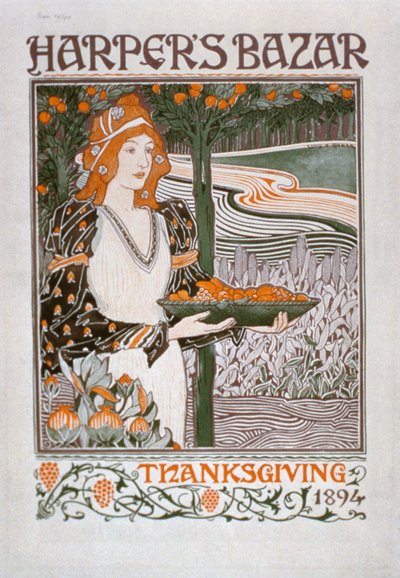 Advertentie voor de Thanksgiving editie van Harpers Bazar, 1894 door American School