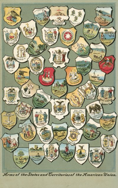 Wapens van de staten van de VS (kleur litho) door American School