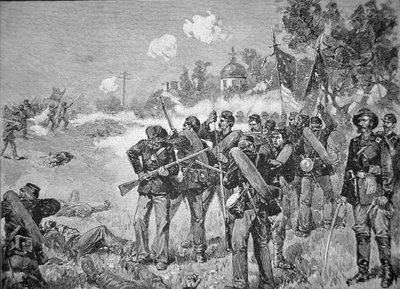 Slag bij Gettysburg, van dichtbij op de eerste dag door American School