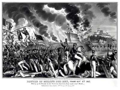 Slag bij Molino del Rey, gevochten op 8 september 1847, uitgegeven door James Baillie, 1848 door American School