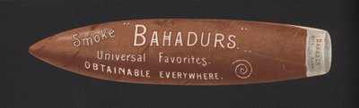Boekmerk reclame voor Bahadur sigaren door American School