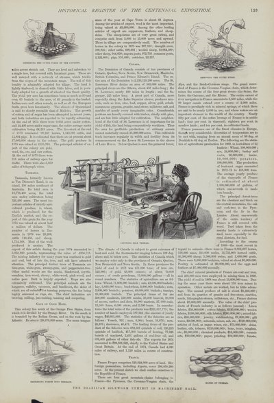 Braziliaanse zijderups tentoonstelling in Machinery Hall, Centennial Exposition, Philadelphia, Pennsylvania, USA door American School