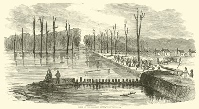 Bres in de Mississippi-dijk, nabij het kanaal, maart 1863 door American School