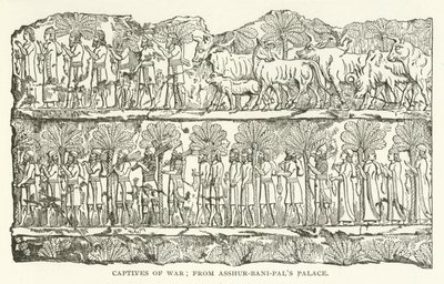 Oorlogskrijgsgevangenen; uit het paleis van Asshur-bani-pal door American School