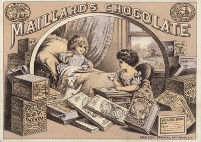 Kinderen drinken chocolade, reclame voor Maillards Chocolade door American School