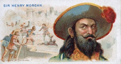 Sigarettenkaart Sir Henry Morgan, Verovering van Panama, uit de Pirates of the Spanish Main-serie (N19), uitgegeven 1888 door American School