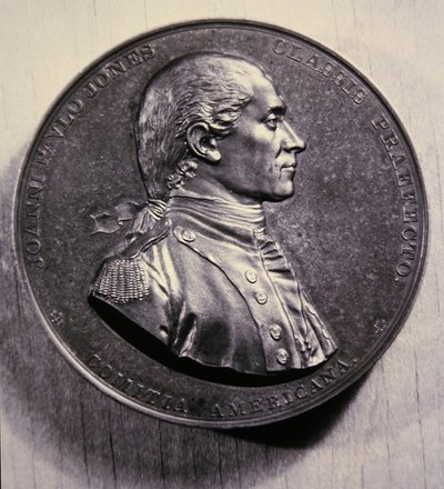 Herdenkingsmedaille van John Paul Jones, naar een portret van Jean-Antoine Houdon door American School
