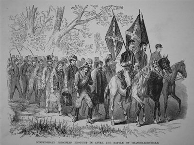 Geconfedereerde gevangenen gebracht na de Slag bij Chancellorsville door American School