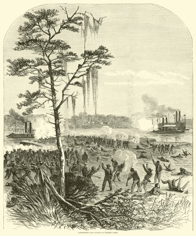 Zuidelijke landaanval op de vloot van Porter, april 1864 door American School