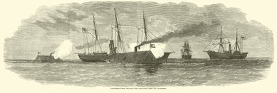 Geconfedereerde rammen in gevecht met de blokkadevloot bij Charleston, januari 1863 door American School