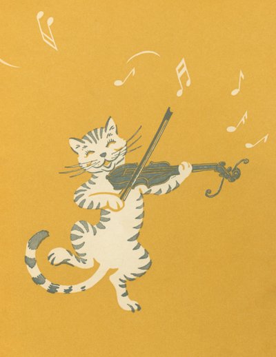 Dansende kat die viool speelt door American School