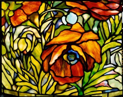 Detail van een "Oosterse papaver" vloerlamp, Tiffany Studios, 1902 door American School