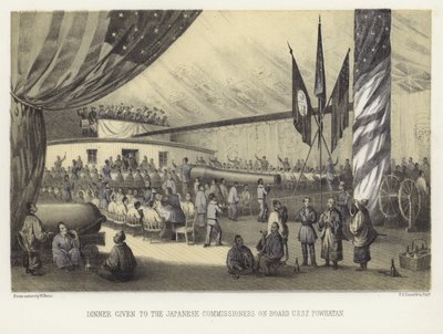 Diner gegeven aan de Japanse commissarissen aan boord van USS Powhatan door American School
