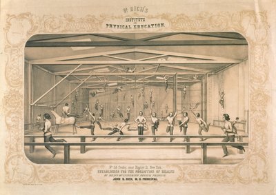 Dr. Richs Instituut voor Lichamelijke Opvoeding, gegraveerd en uitgegeven door Wm. Endicott & Co, New York, 1850 door American School