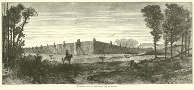 Buitenaanzicht van de gevangenis in Millen, november 1864 door American School