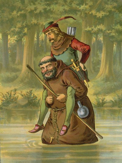 Broeder Tuck draagt Robin Hood over het water door American School