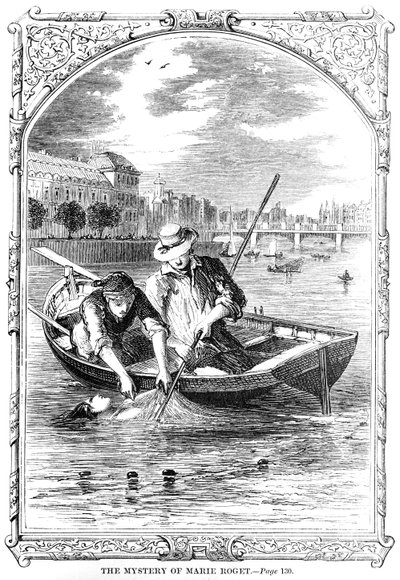 Frontispice voor The Mystery of Marie Roget door Edgar Allen Poe (1809-49) 1852 door American School