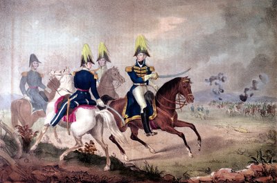 Generaal William Henry Harrison (1773-1841) & staf bij de Slag aan de Thames in 1813 door American School