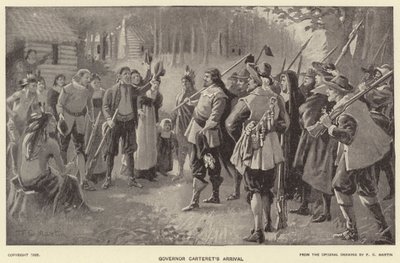 Aankomst van gouverneur Carteret (litho) door American School