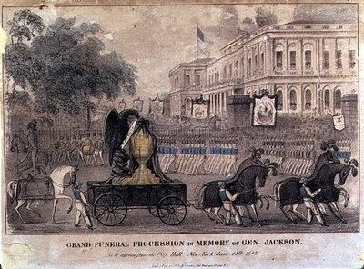 Grote Begrafenisstoet ter Nagedachtenis aan Generaal Jackson, gegraveerd en gepubliceerd door Henry R. Robinson, New York door American School