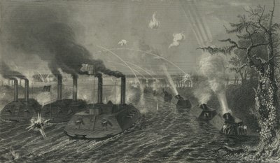 Kanonnen en mortierboten op de Mississippi (ca. 1878) door American School