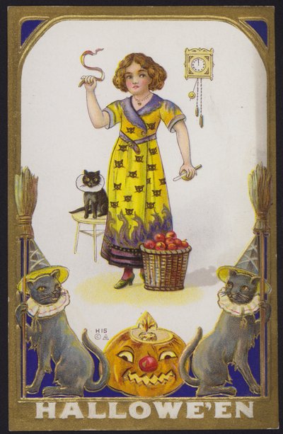 Halloween kaart (kleurenlitho) door American School