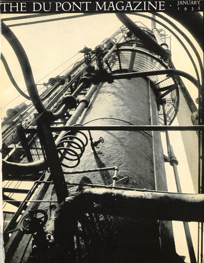 Industriële fabriek, voorpagina van het DuPont Magazine, januari 1931 door American School