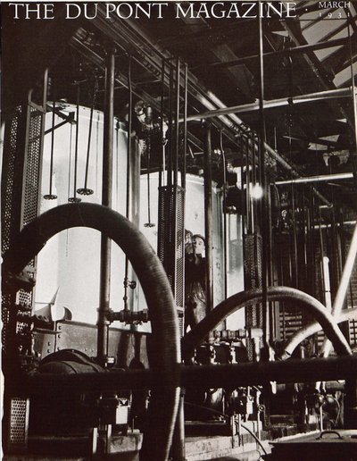 Industriële fabriek, voorpagina van het DuPont Magazine, maart 1931 door American School