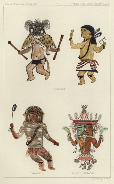 Kawikoli, Ciwikoli, Tacab (Naactadji) (kleurenlitho) door American School