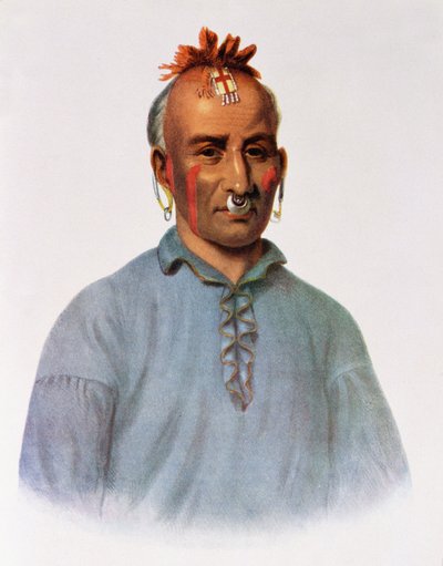 Kish-Kal-Wa, een Shawnee-hoofd, illustratie uit 