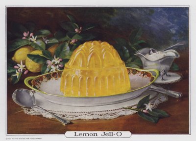 Citroen Jell-O, reclame gemaakt voor de Genesee Pure Food Company, Le Roy, New York, USA (kleurenlitho) door American School