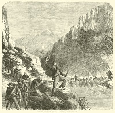 Longstreets scherpschutters aanvallen een federale trein boven Chattanooga, oktober 1863 door American School