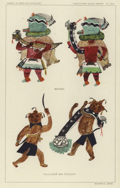 Macibol, Palulukon en Tatcukti (kleurenlitho) door American School