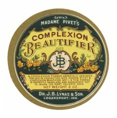 Madame Pivets Complexion Beautifier, label door American School