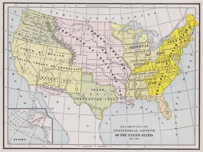 Kaart met de territoriale groei van de Verenigde Staten door American School