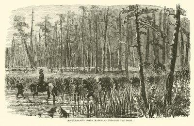 McClernands korps dat door de moerassen marcheert, maart 1863 door American School