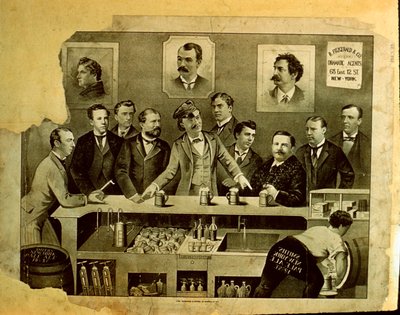 Mannen aan een bar door American School