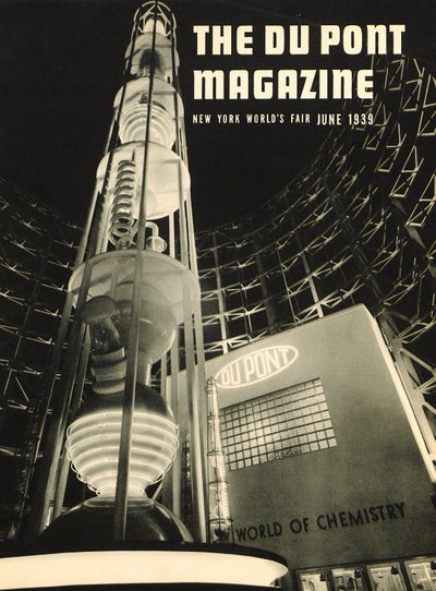 New York Wereldtentoonstelling, voorpagina van het DuPont Magazine, juni 1939 door American School