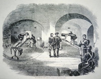 Een van de tien flank kazematbatterijen bij Fort Dickens, Florida, onder Uniecontrole in 1861 door American School