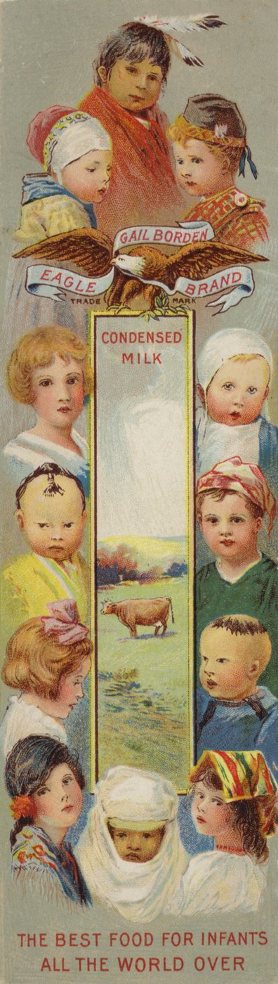 Afbeeldingen van kinderen, reclame voor gecondenseerde melk door American School