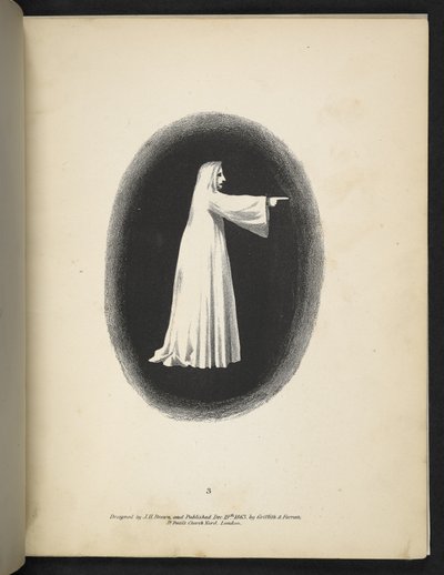 Plaat 3. Een geest in het wit. Spectropia; of, Verrassende spectrale illusies die overal geesten tonen, en van elke kleur, enz. ser. 1. J.H. Brown 1864 door American School