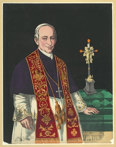 Paus Leo XIII, pub. 1878 (kleurenlitho) door American School