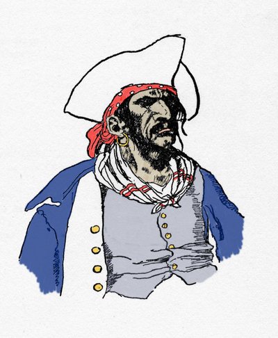 Portret van een piraat. “Book of pirates Buccaneers and Marooners of the Spanish Main” door Howard Pyle (1853 - 1911), Amerikaanse illustrator. 1887 door American School