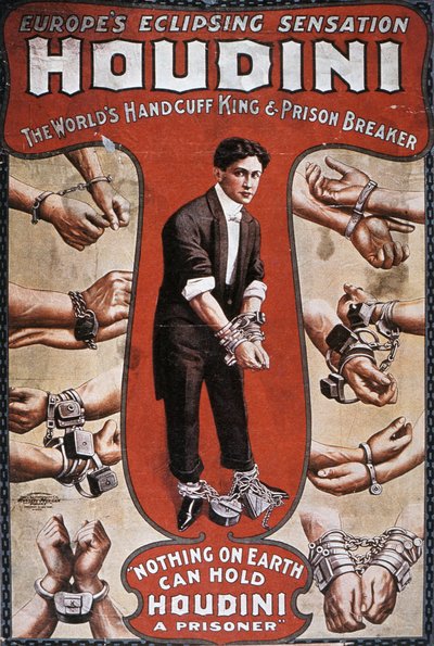 Poster die een optreden van Houdini adverteert door American School