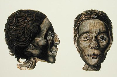 Profiel en gezicht van een vrouwelijke mummie uit Gizeh, Volume II, plaat XXVII uit Ancient Egypt door Samuel Augustus Binion, gepubliceerd 1887 door American School