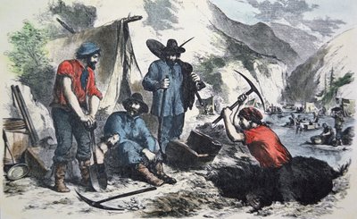 Prospectors tijdens de Californische Gold Rush van 1849 door American School