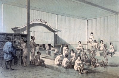 Openbaar bad in Simoda, 1856 door American School