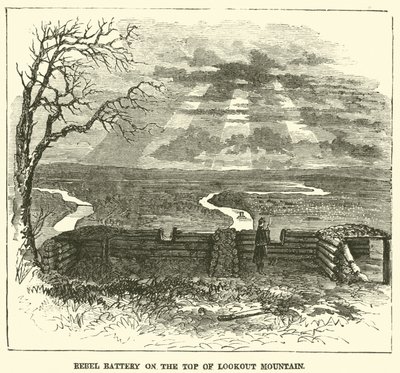 Rebellenbatterij op de top van Lookout Mountain, november 1863 door American School