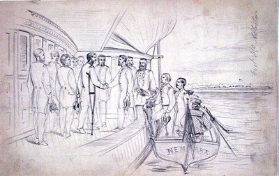 Ontvangst van generaal Sherman door generaal Foster aan de Ogeechee-rivier door American School
